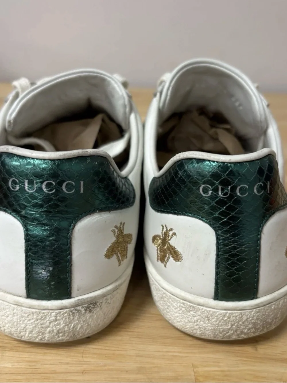 Gucci Men's Ace Bee Embroidered Sneakers, Size 7.5